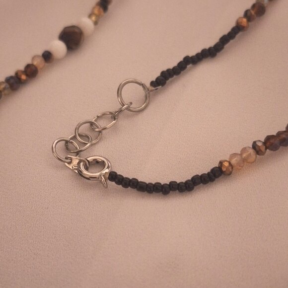 Artisan Beaded Bohemian Turquoise Spikes Shell Crystal Necklace - Picture 4 of 5